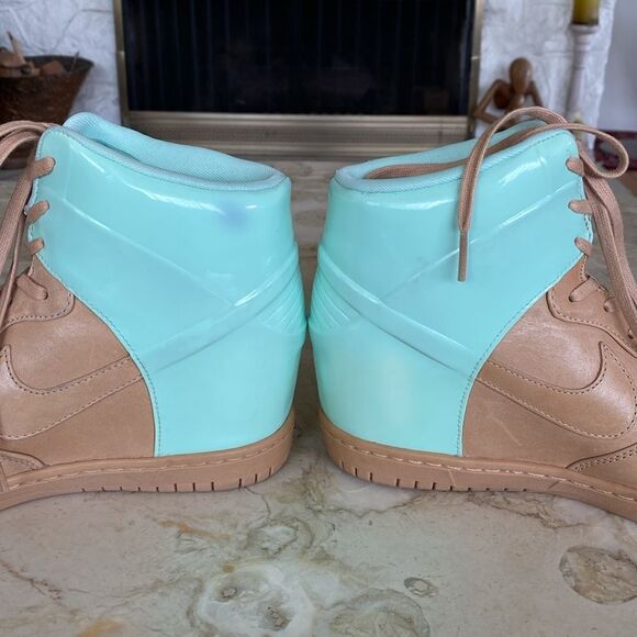 NIKE DUNK Sky HI VT QS Wedge Vachetta Tan Leather & Artic Green Patent Leather - Picture 8 of 14